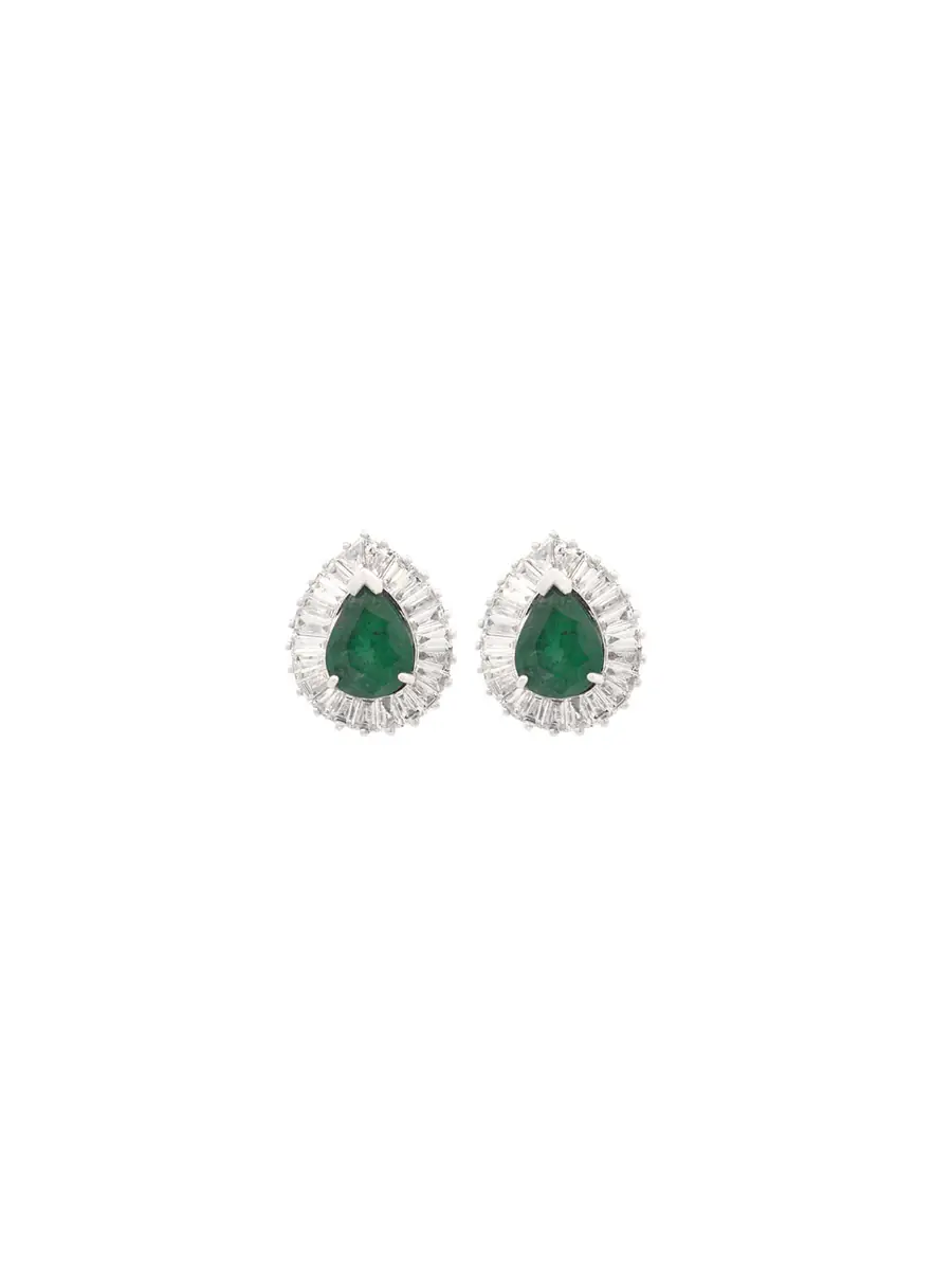 Wish Fine Jewelry 3.56cts Emerald Diamond 18K Gold Teardrop Stud Earrings