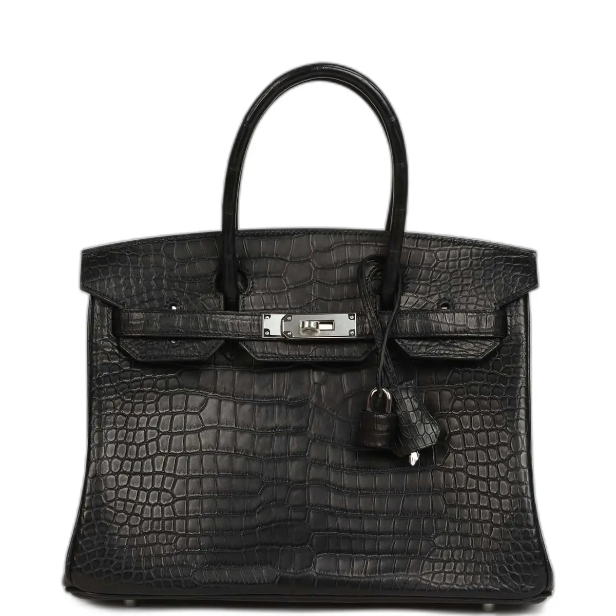hermes Hermes Birkin 30 Black Matte Porosus Crocodile Palladium Hardware