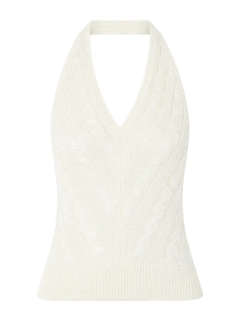 Ralph Lauren Collection Cable-knit Silk Halterneck Top
