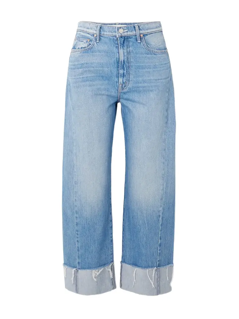 Mother The Half Pipe Ankle Cuff Fray High-rise Wide-leg Jeans