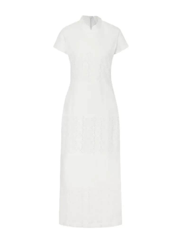DESTREE Clelia Paneled Broderie Anglaise-trimmed Cotton-poplin Midi Dress