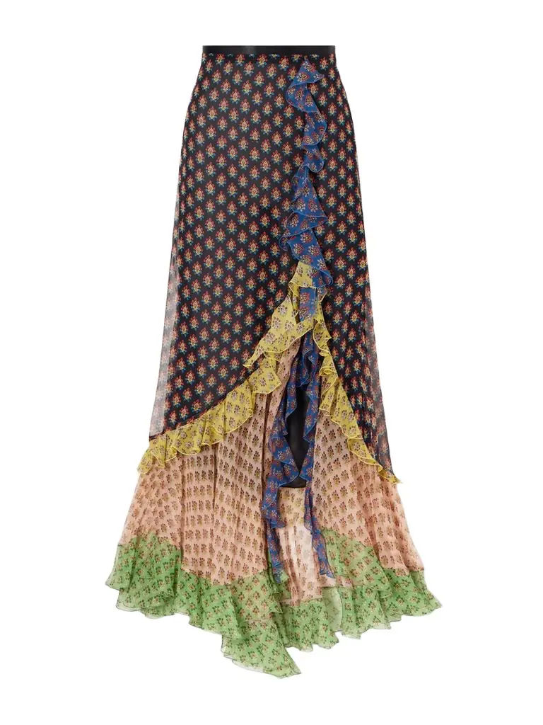 Etro Ruffled Tiered Floral-print Silk-chiffon Maxi Skirt