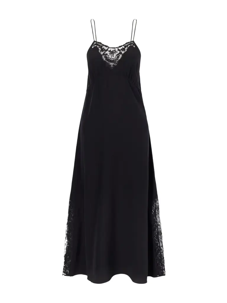 Chloé Lace-trimmed Silk Crepe De Chine Midi Dress