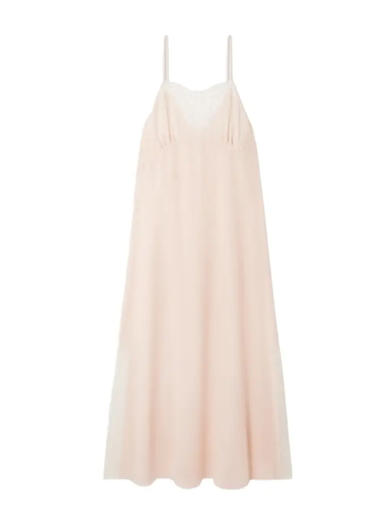 Chloé Lace-trimmed Silk Crepe De Chine Maxi Dress