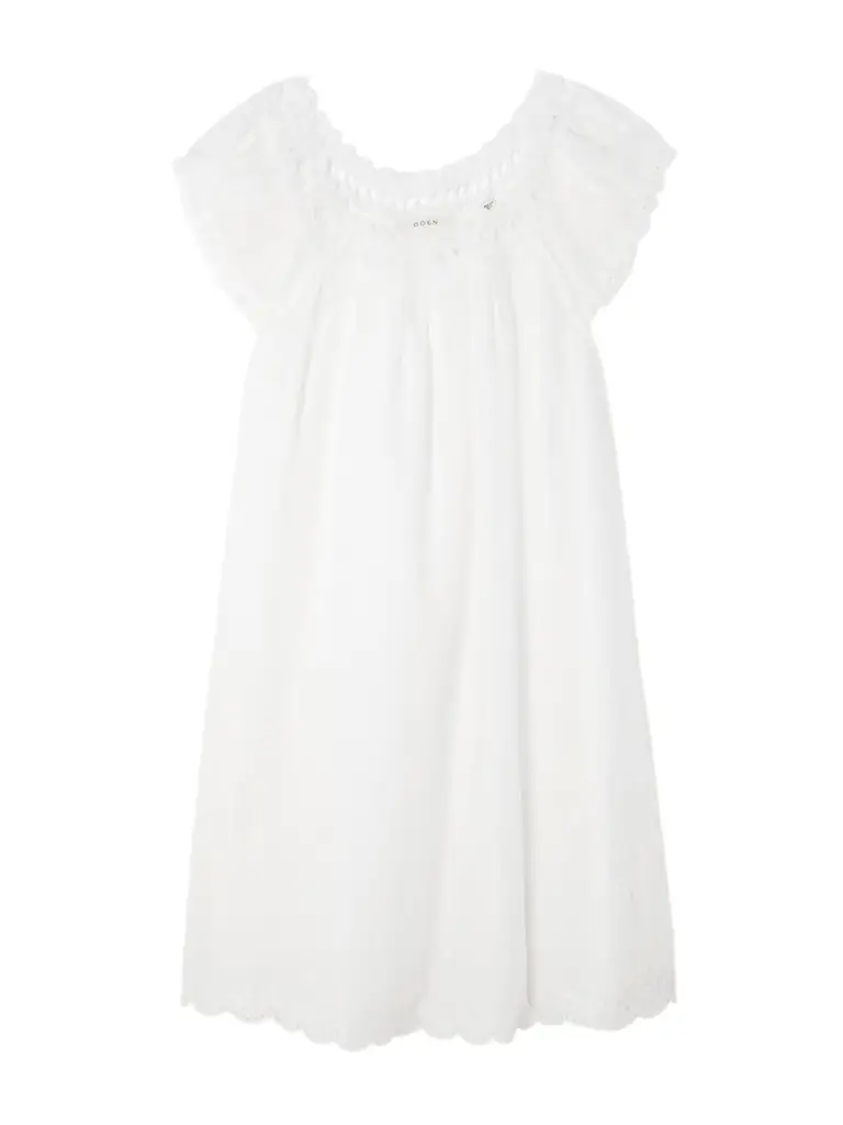 DÔEN Lelia Embroidered Lace-trimmed Organic Cotton-voile Nightdress