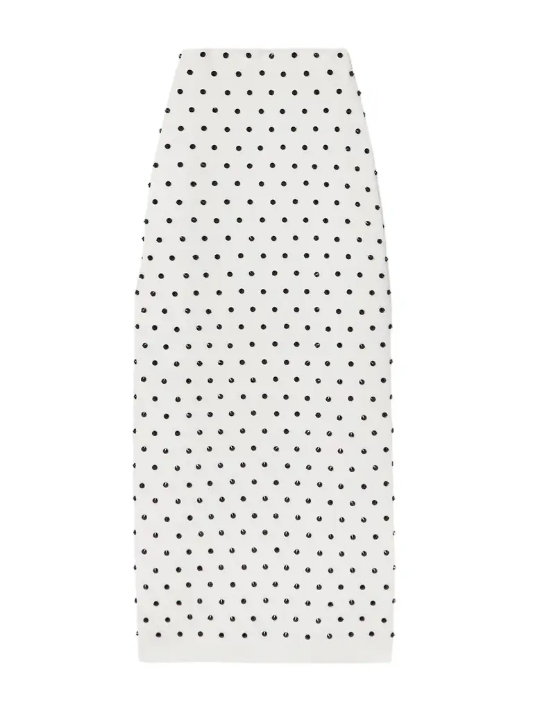 Carolina Herrera Crystal-embellished Knitted Midi Skirt