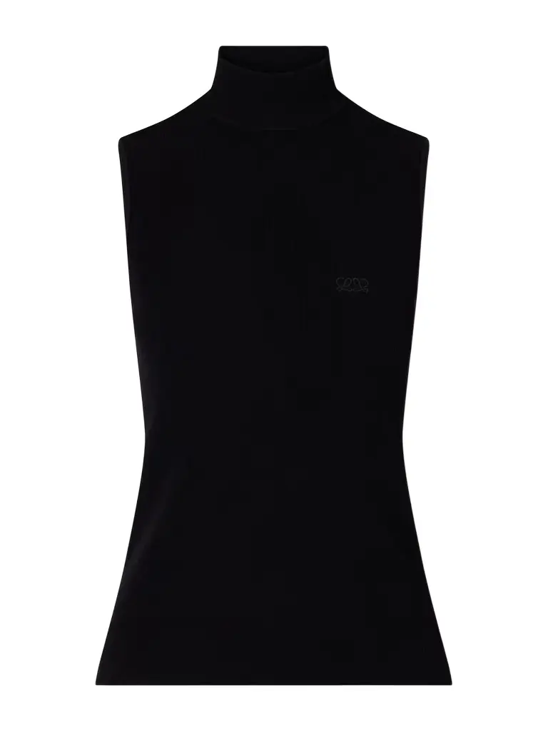 Loewe Logo-embroidered Ribbed-knit Turtleneck Top