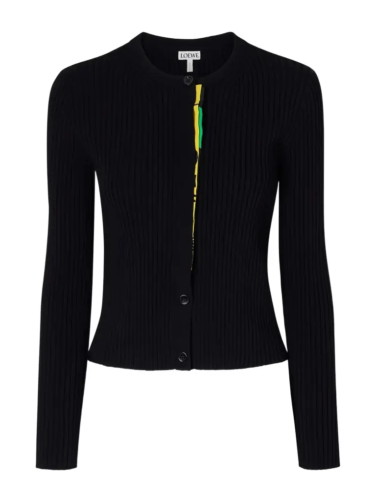Loewe Satin-trimmed Ribbed-knit Cardigan