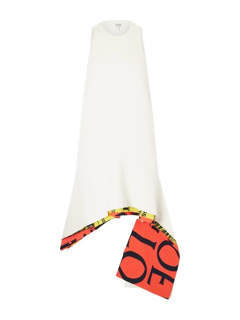 Loewe Asymmetrical Layered Woven Midi Dress