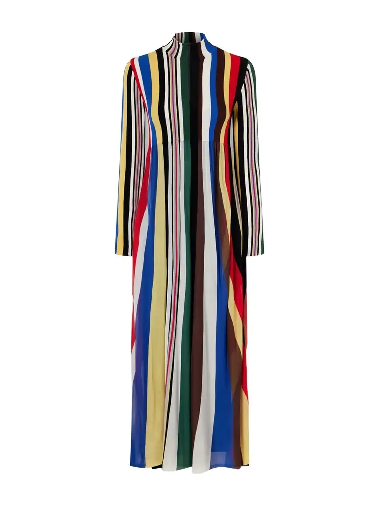 Loewe Striped Chiffon And Ribbed Jersey Maxi Dress