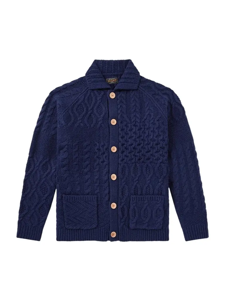Beams Plus Alan Patchwork Cable-Knit Wool Cardigan - Men