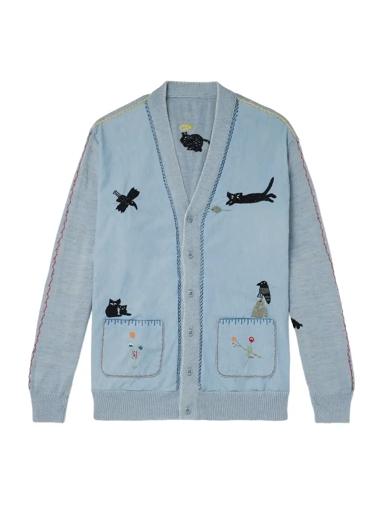 KAPITAL Embroidered Chambray and Cotton Cardigan - Men