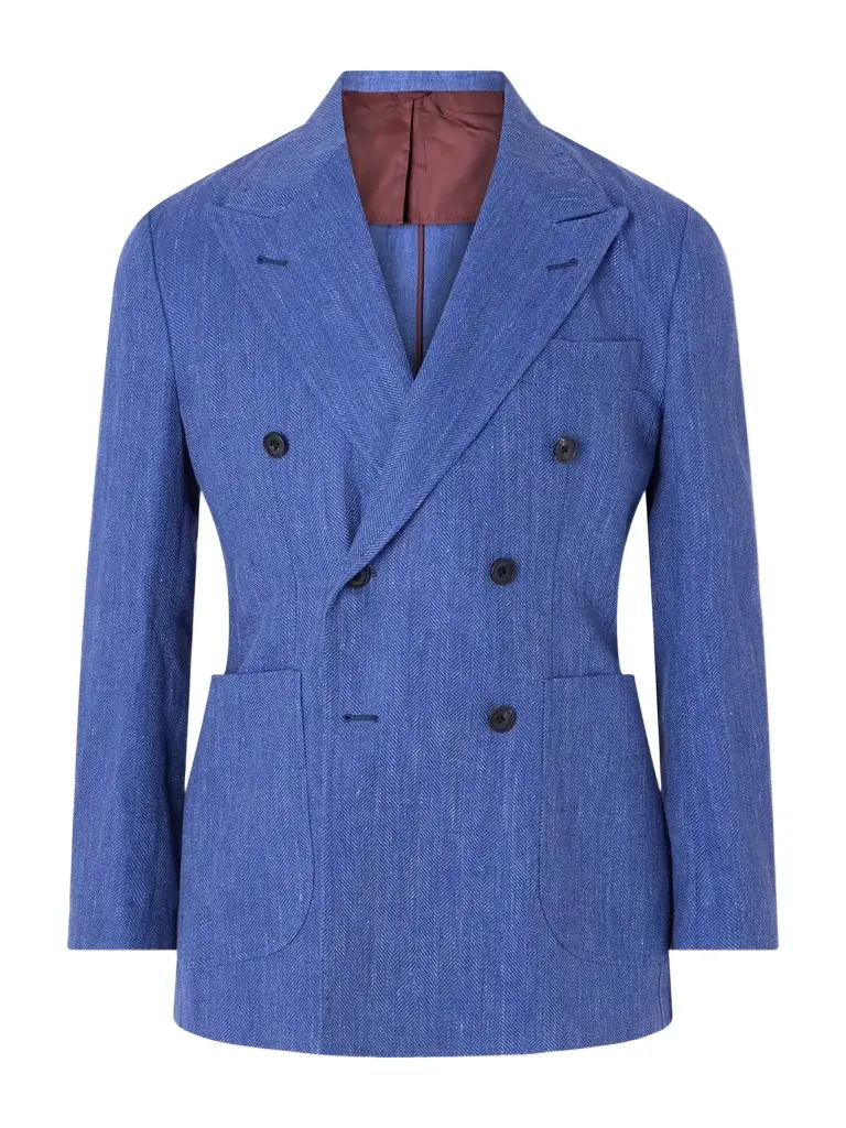 Rubinacci Double-Breasted Linen and Wool-Blend Suit Jacket - Men