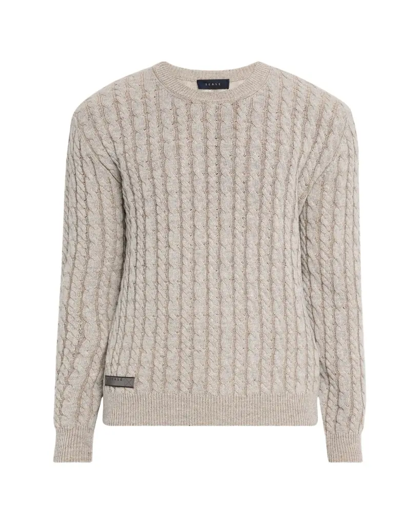 Sease Men's Linen-Cashmere Cable Sweater