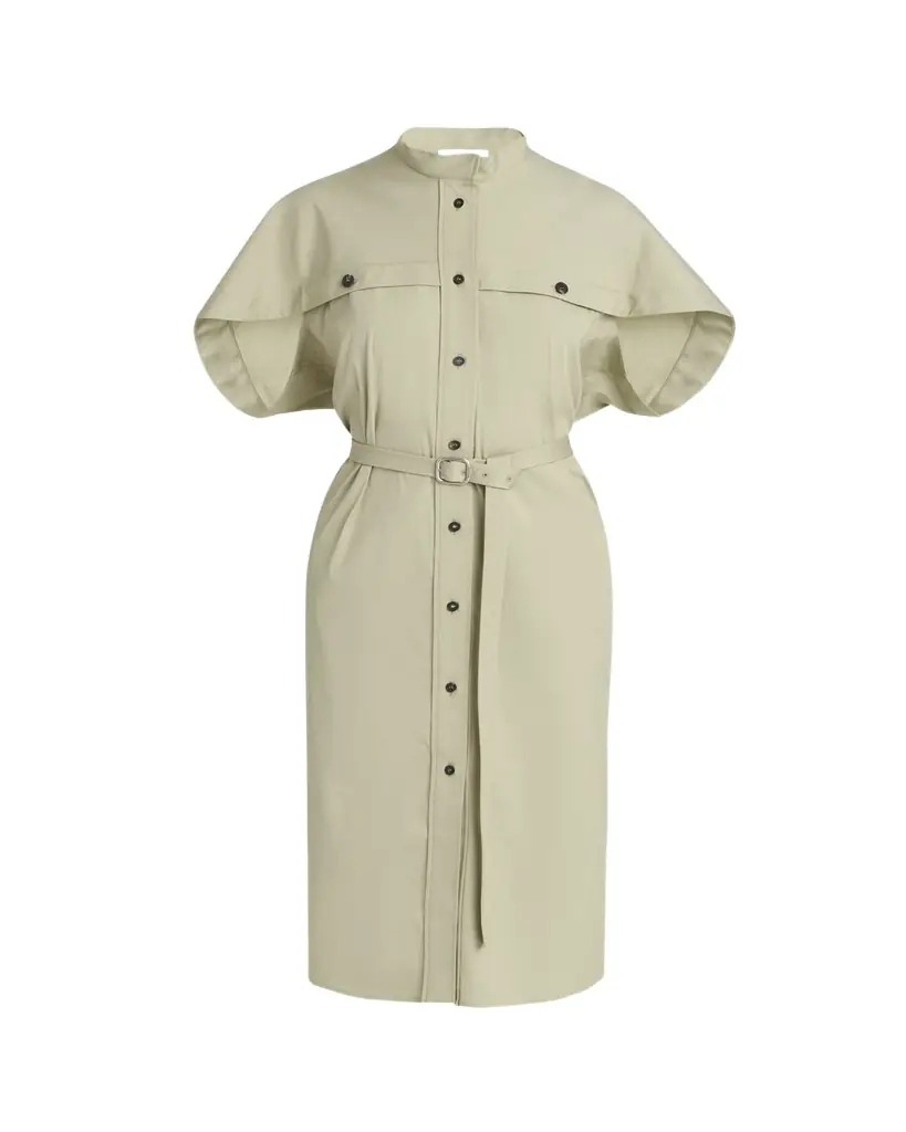 Ferragamo Belted Cotton Poplin Midi Utility Dress