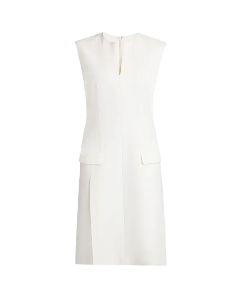 Ferragamo Split V-Neck Sleeveless Crepe Midi Dress