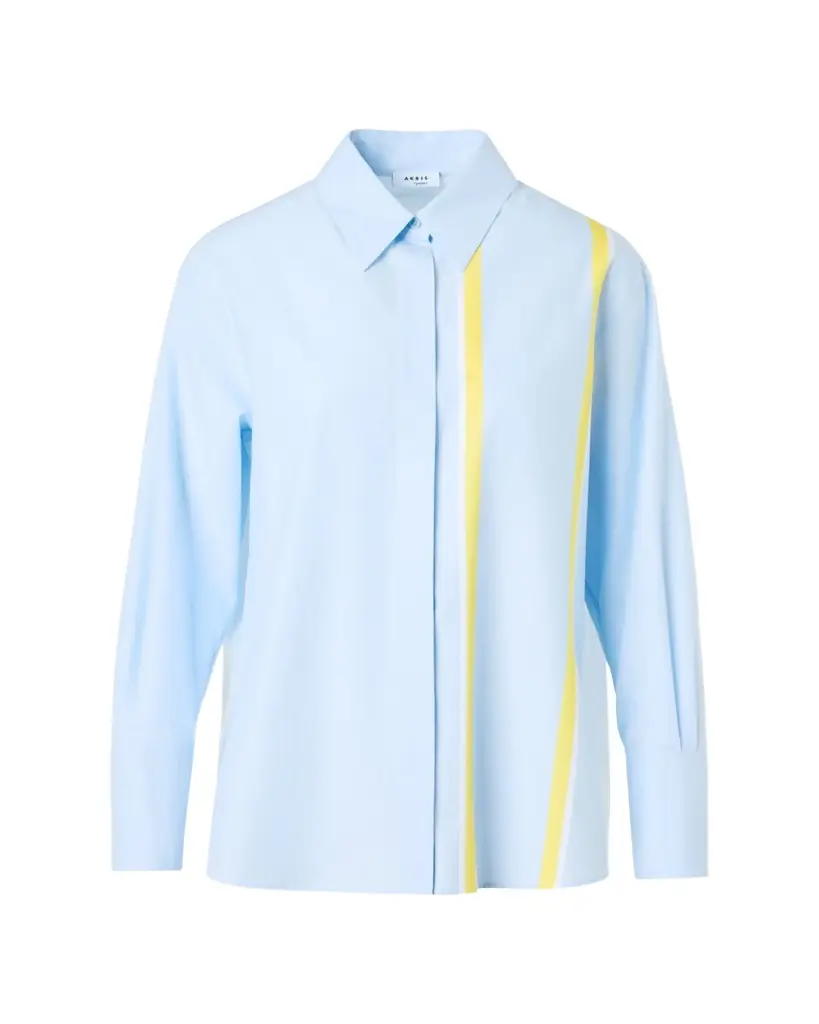 Akris punto Striped Chambre Button-Down Tunic Blouse