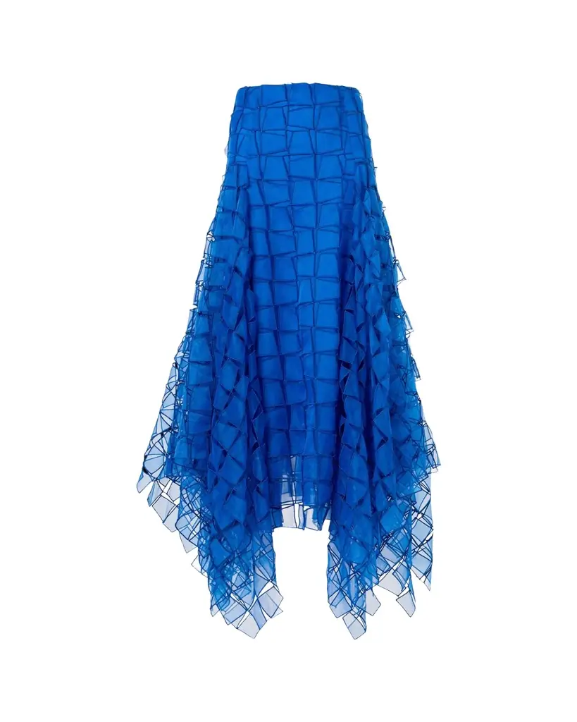 Akris Embroidered Organza Maxi Handkerchief Skirt