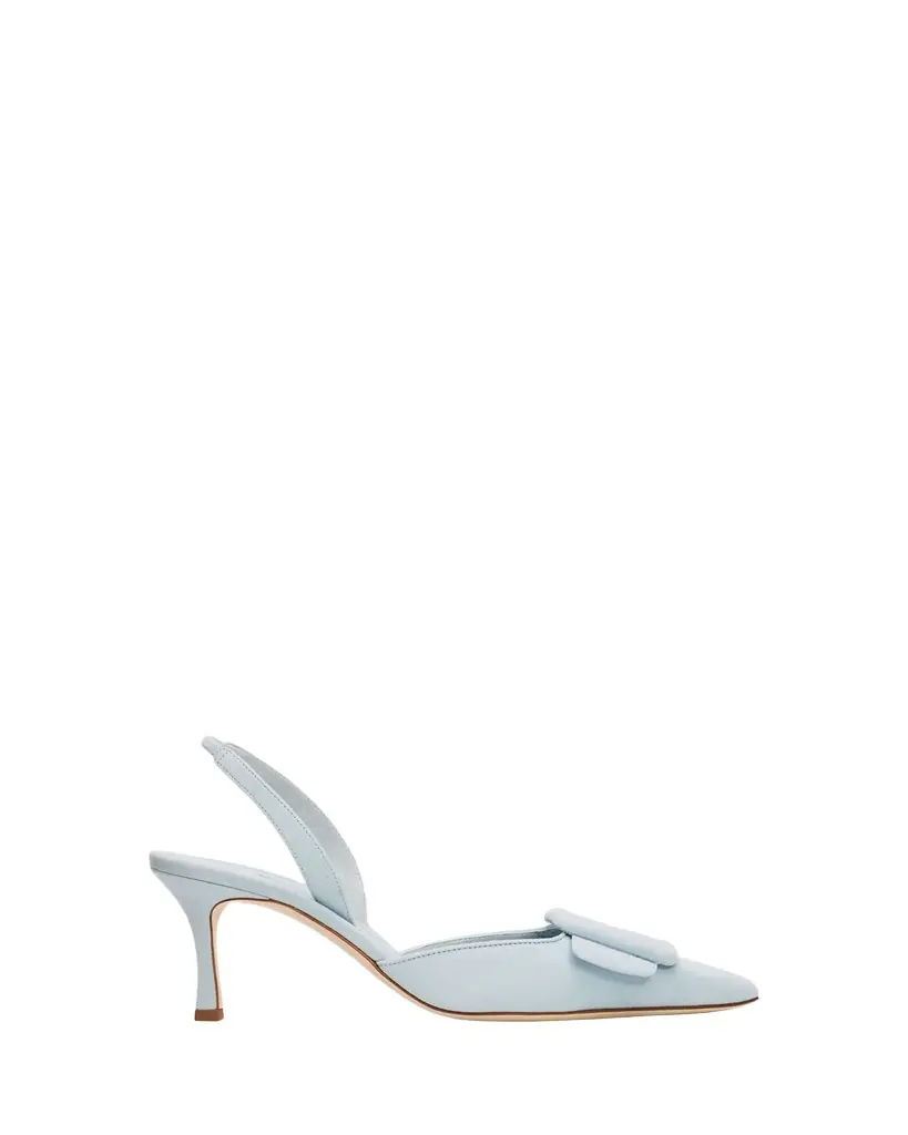 Manolo Blahnik 50mm Maysli Suede Buckle Slingback Pumps