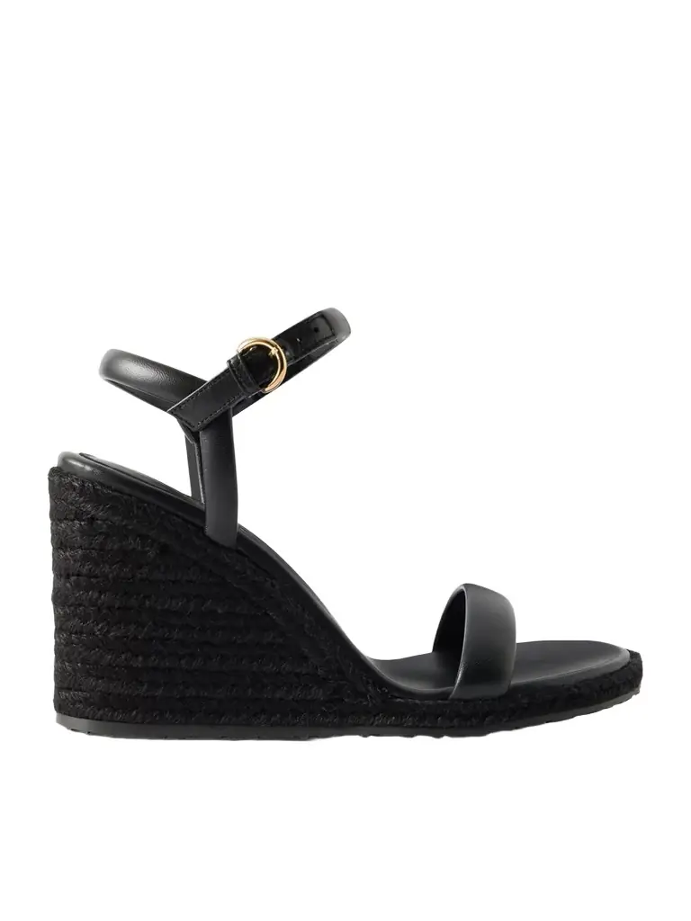 Gianvito Rossi 85 Leather Espadrille Wedge Sandals