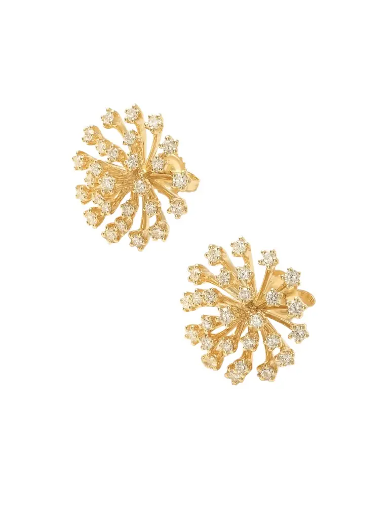 Sydney Evan Burst Flower 14-karat Gold Diamond Earrings