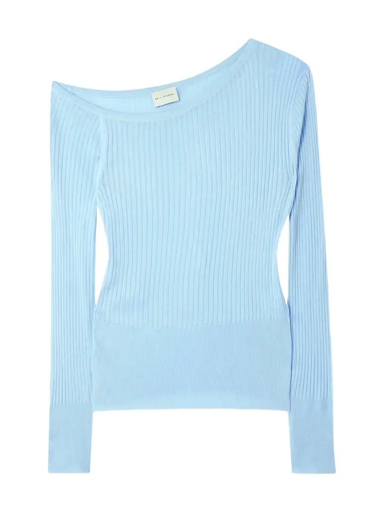 Deiji Studios One-shoulder Ribbed-knit Top