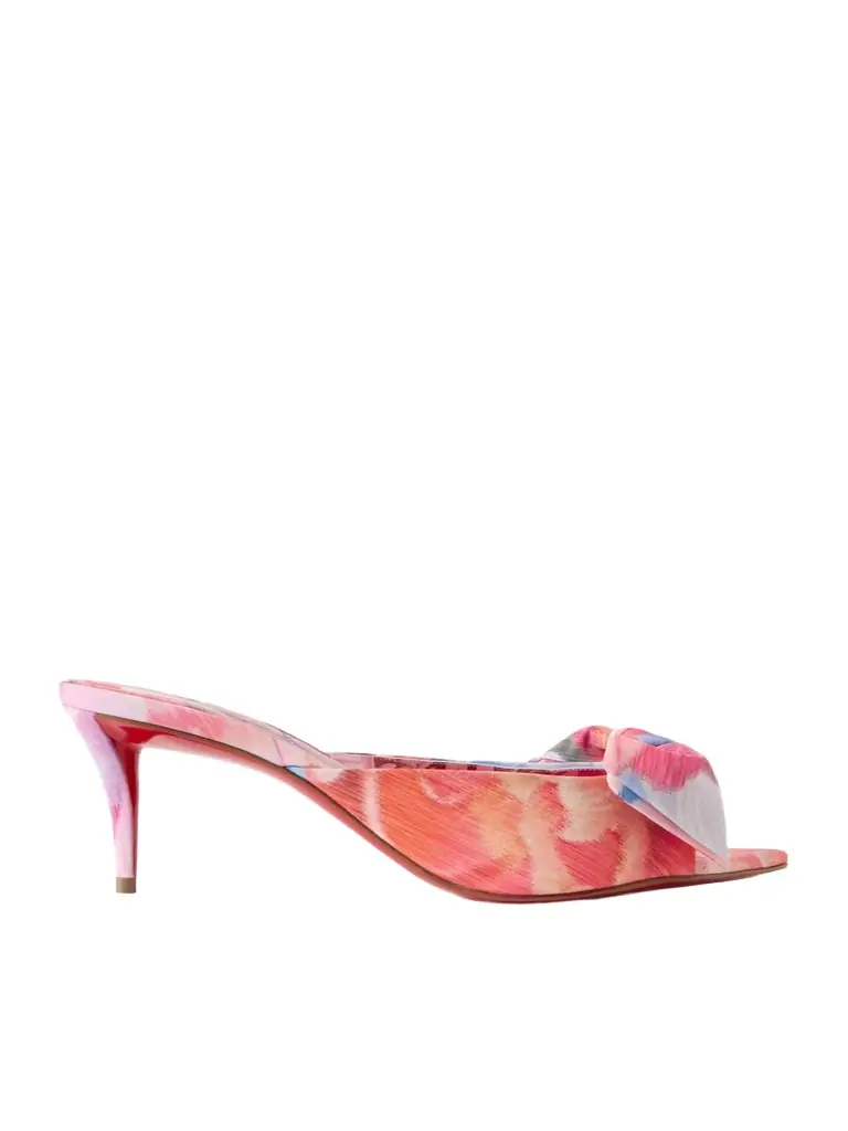Christian Louboutin Mulazee 60mm Crepe De Chine Kitten Heel Mules
