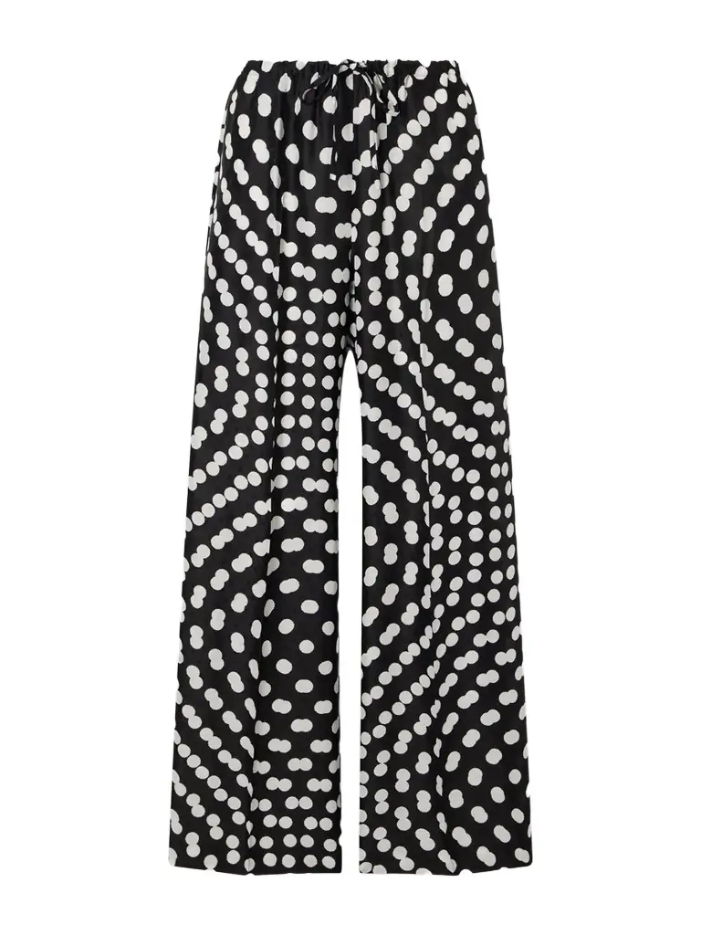 Dries Van Noten Puvis Polka-dot Satin Straight-leg Pants