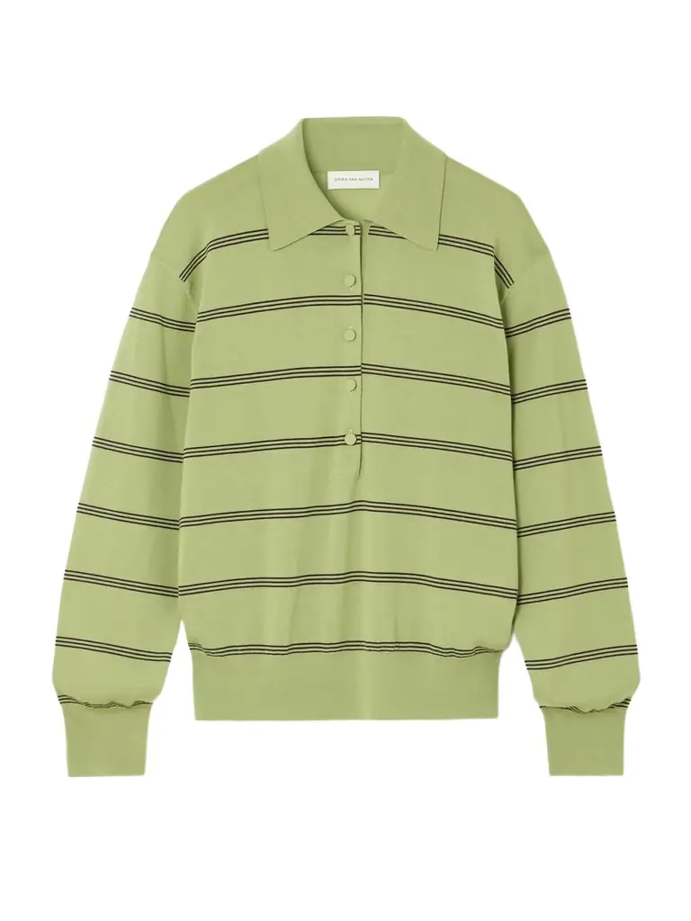 Dries Van Noten Striped Merino Wool Polo Shirt