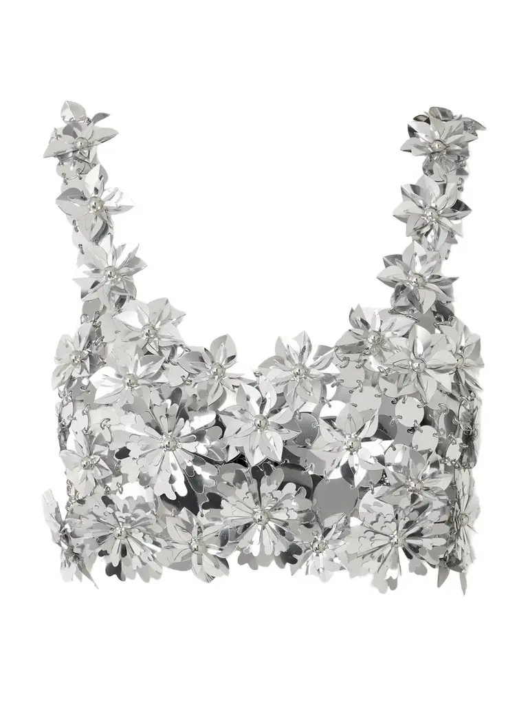 Rabanne Cropped Embellished Chainmail Top