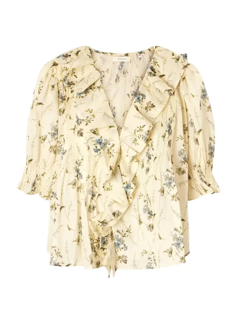 DÔEN Henri Ruffled Pintucked Organic Cotton-voile Top