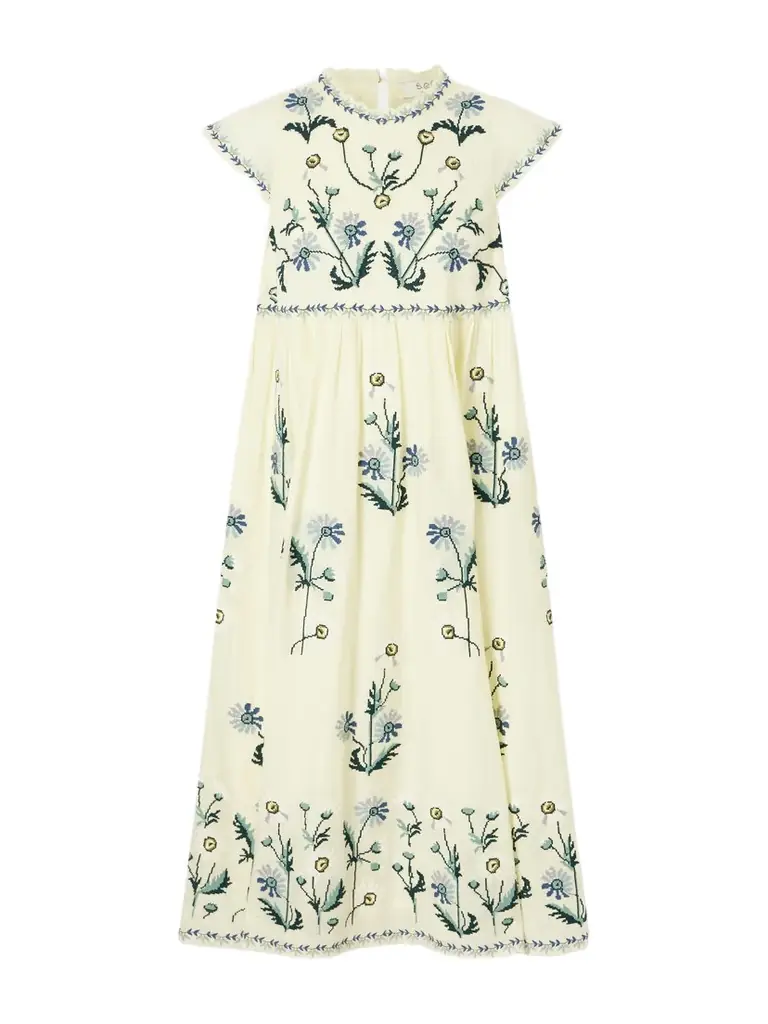 Sea Audra Embroidery Cotton Midi Dress