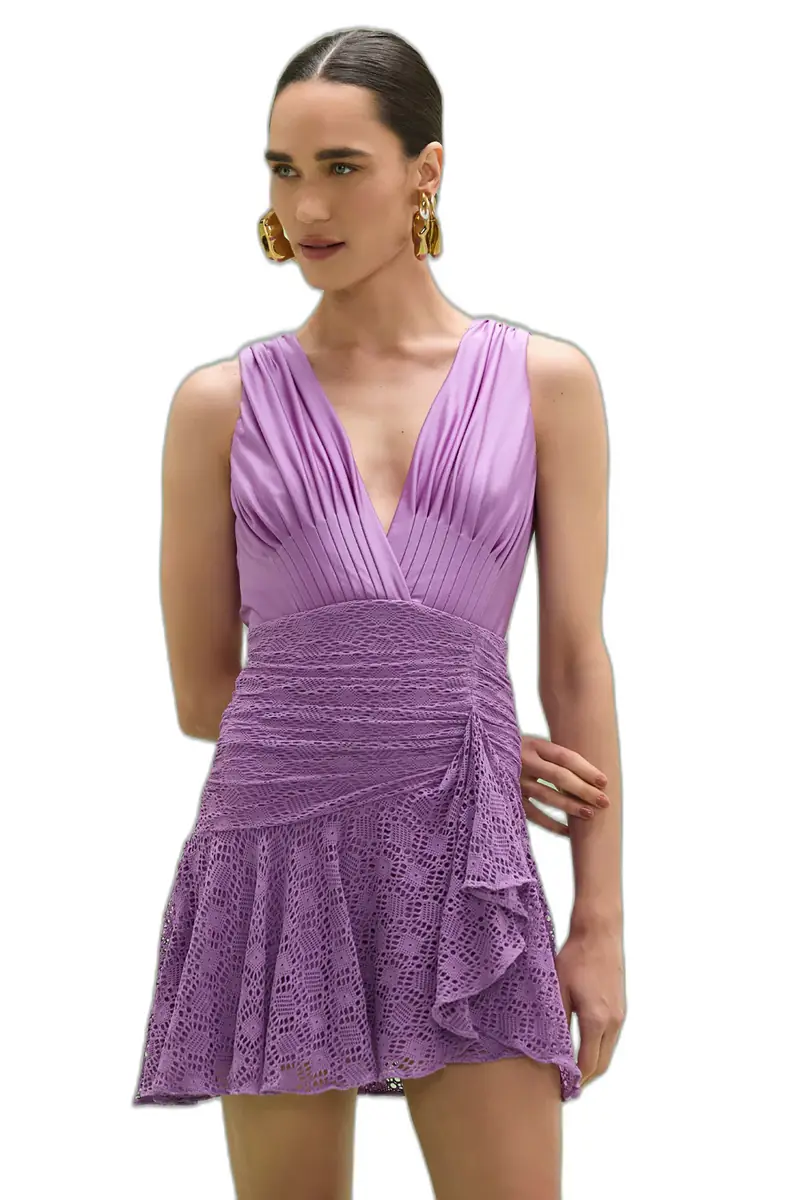 PatBo SIRENA MESH PLUNGE MINI DRESS
