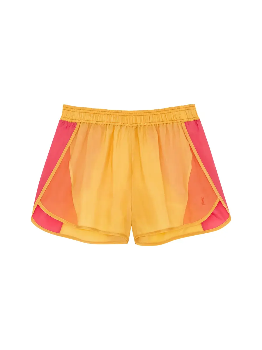 Saint Laurent Colorblock Cupro Shorts
