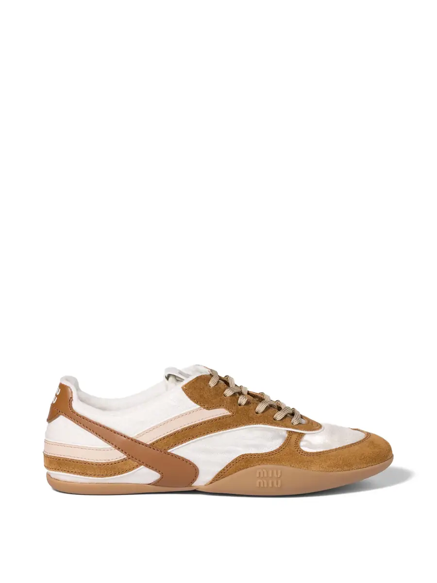 Miu Miu Gymnasium Technical Fabric and Suede Sneakers