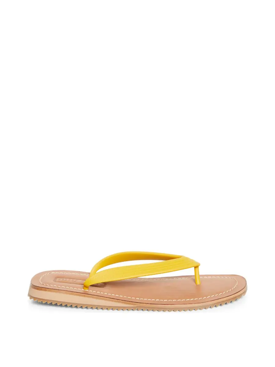Miu Miu Rubber and Leather Flip Flops