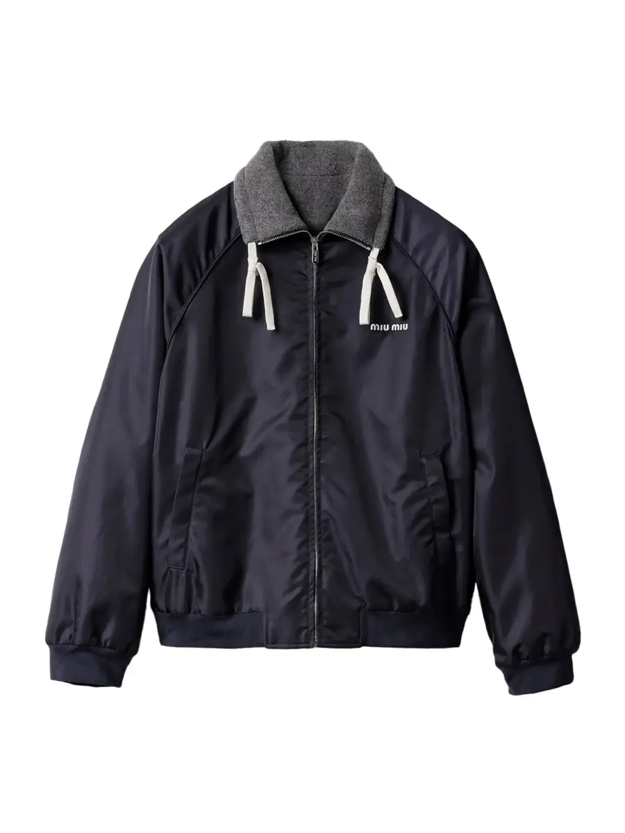 Miu Miu Technical Gazar And Fleece Bomber Jacket