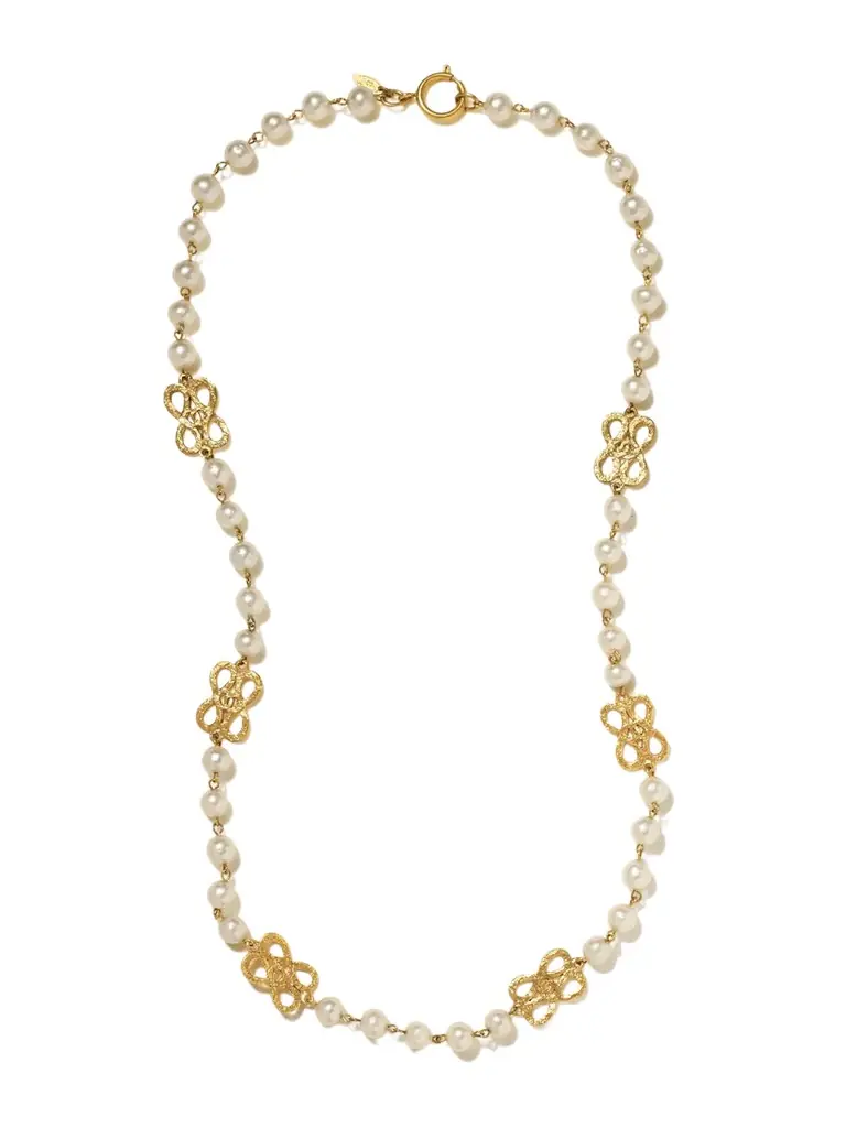 Susan Caplan Vintage Chanel 1986 Gold-plated Faux Pearl Necklace