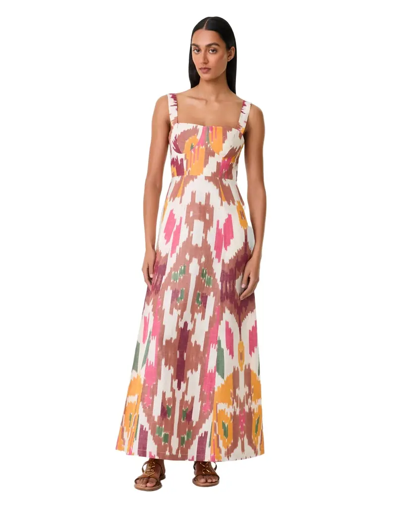 Emporio Sirenuse Azzurra Dress in Watercolor Ikat