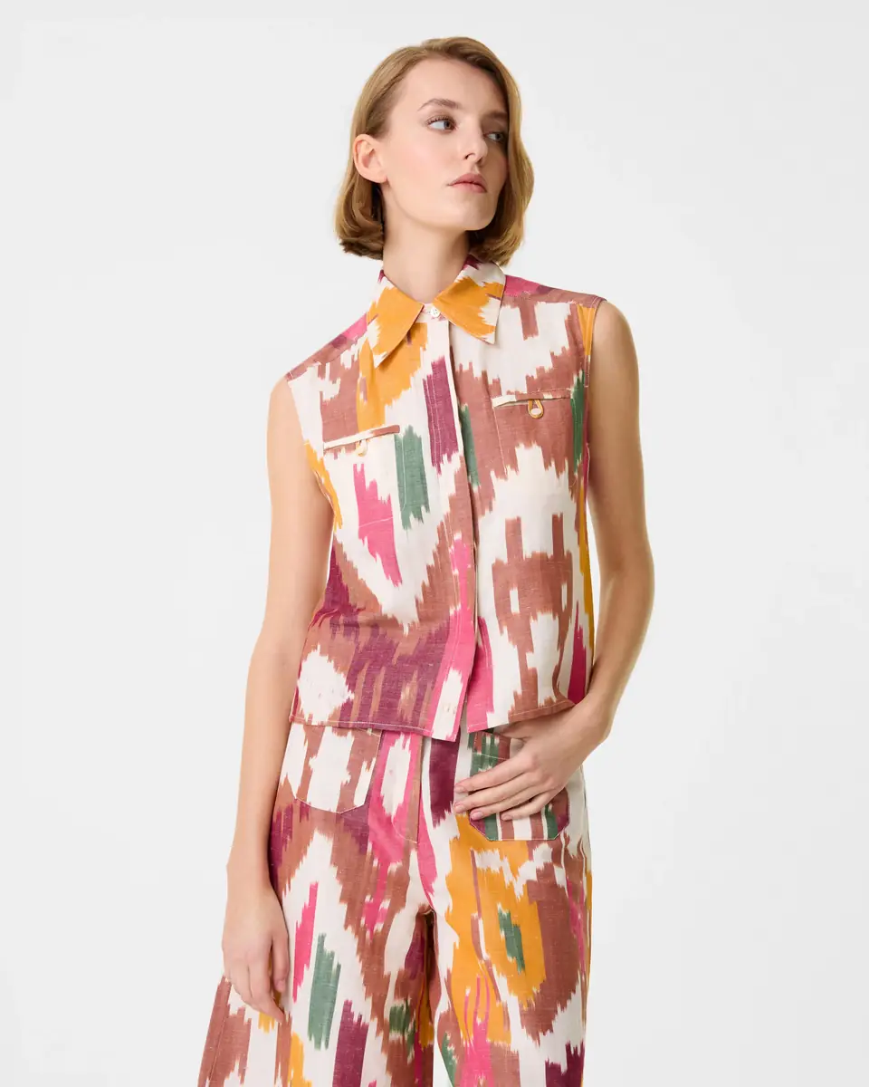 Emporio Sirenuse Ylenia Top in Watercolor Ikat
