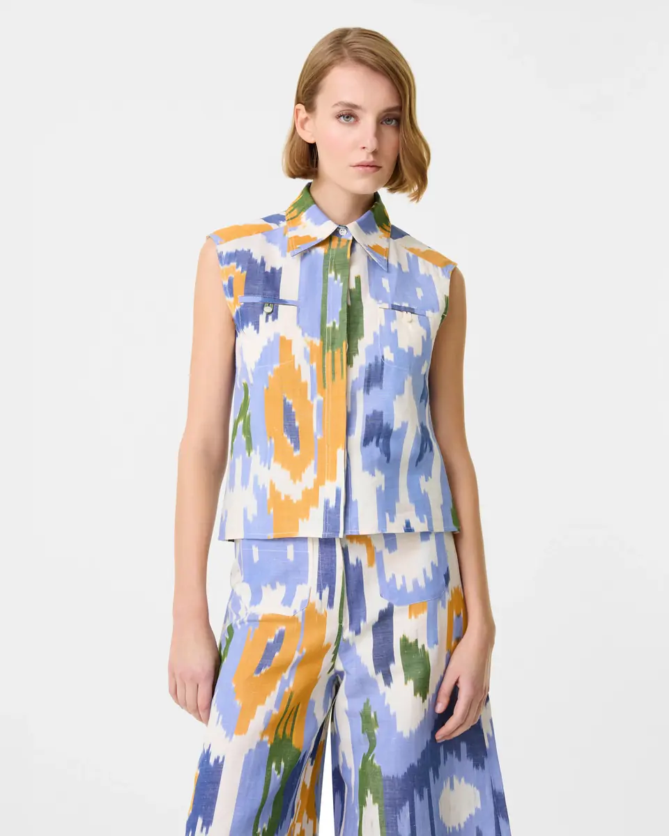Emporio Sirenuse Ylenia Top in Watercolor Ikat