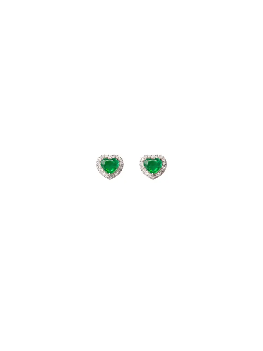 Wish Fine Jewelry 1.61ct Diamond Emerald 18K Gold Halo Heart Stud Earrings