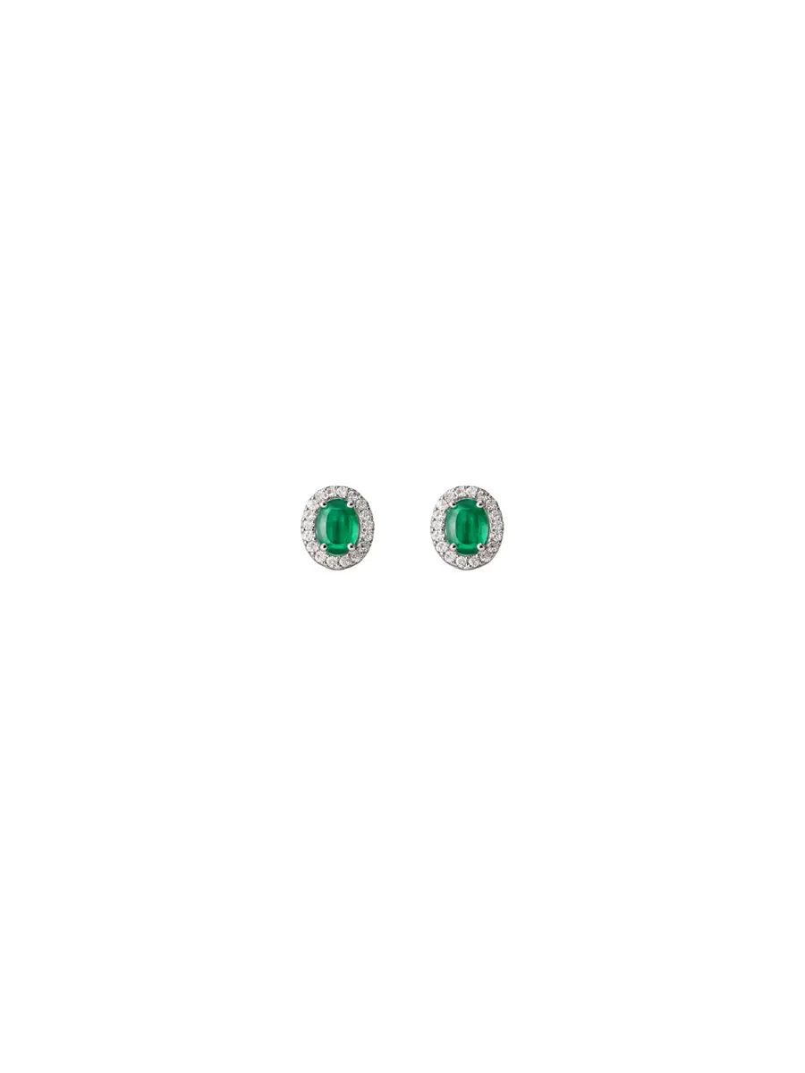 Wish Fine Jewelry 1.75ct Emerald Diamond 18K Gold Halo Stud Earrings