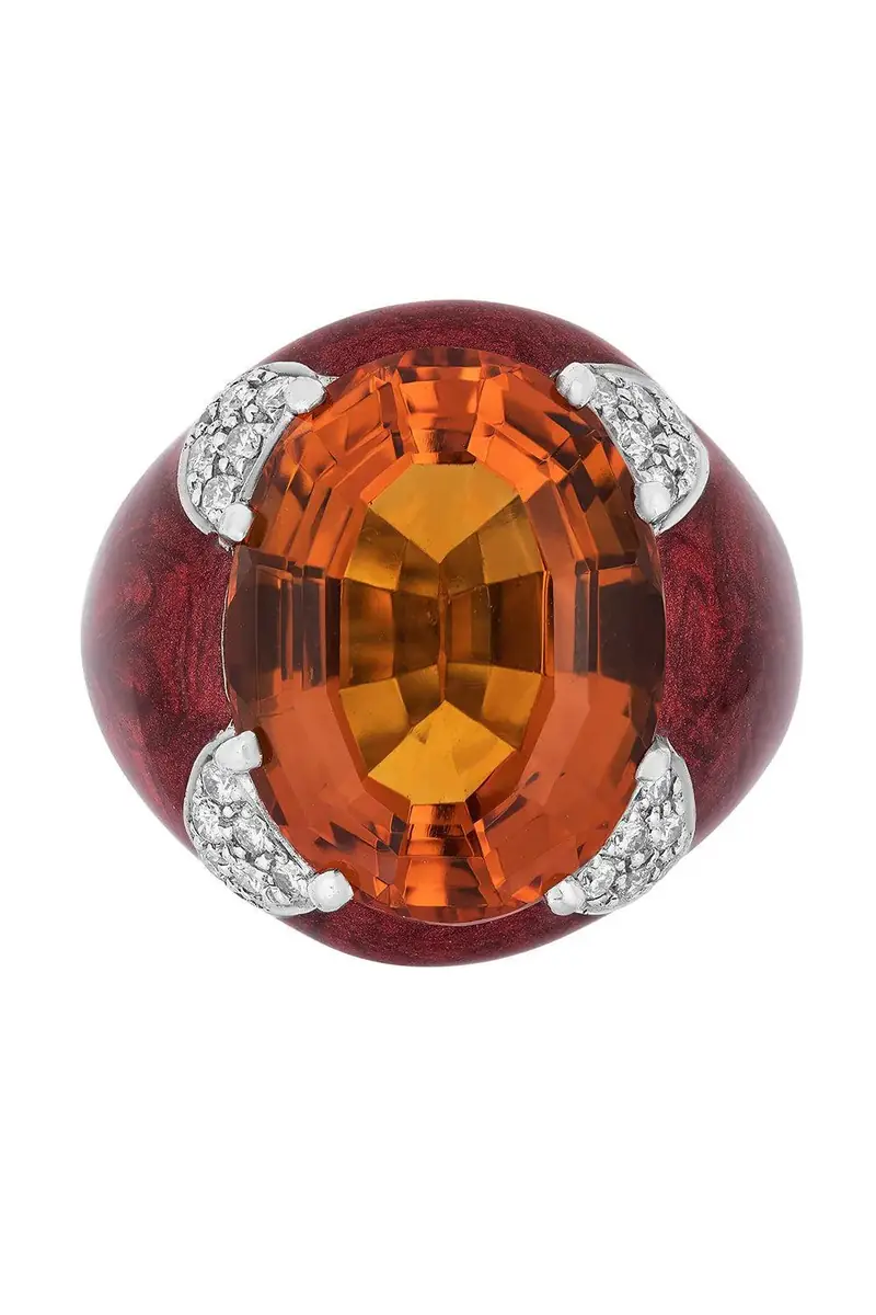 ANDREOLI Citrine Red Oval Ring