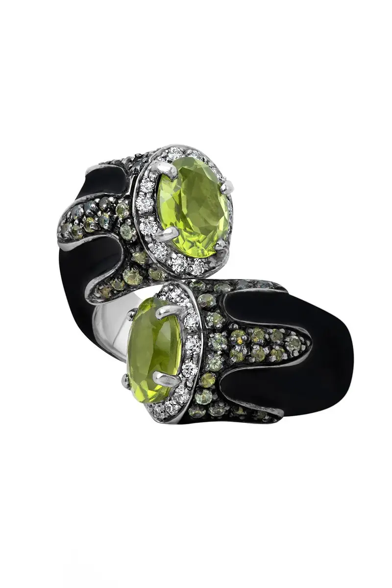 ANDREOLI Peridot Black Bypass Ring