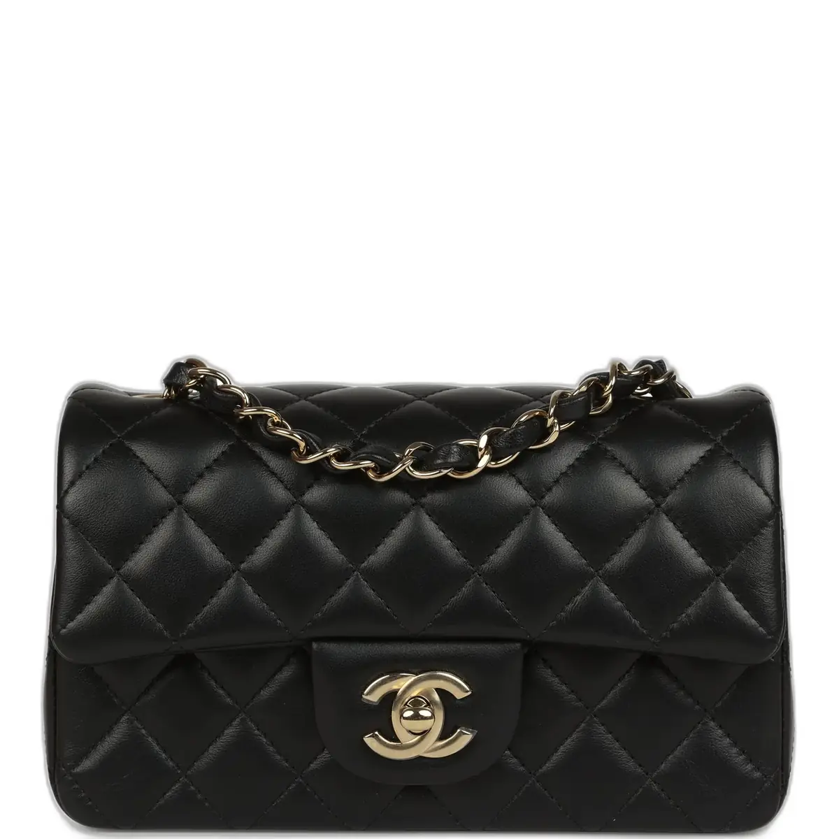 Chanel Chanel Mini Classic Rectangular Flap Bag Black Lambskin Light Gold Hardware
