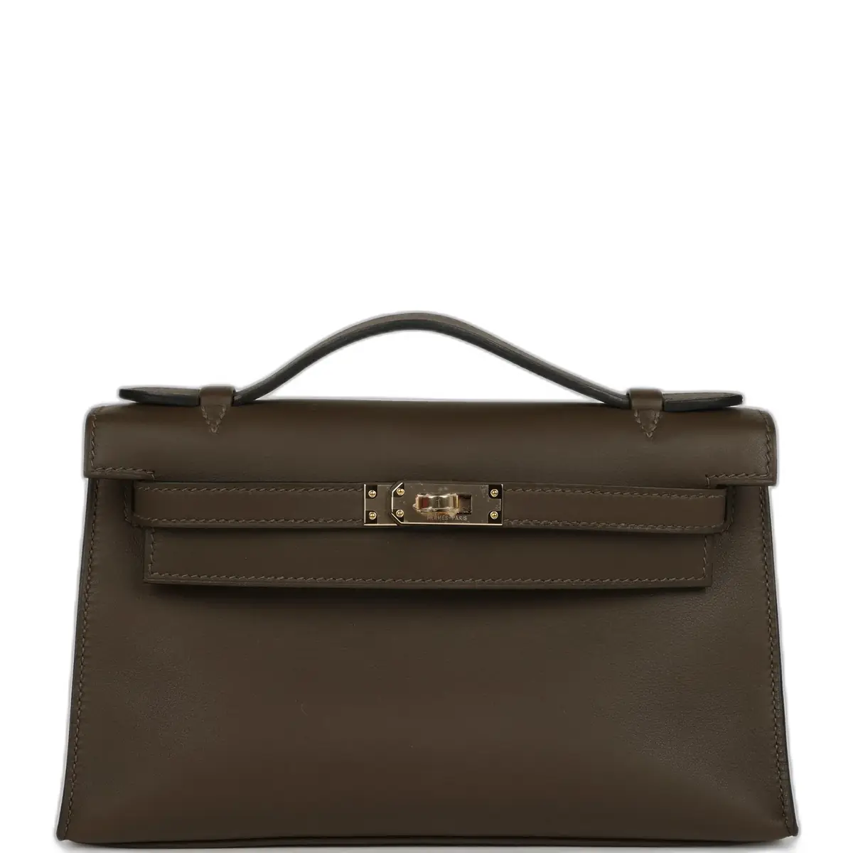 hermes Hermes Kelly Pochette Vert Loden Swift Permabrass Hardware