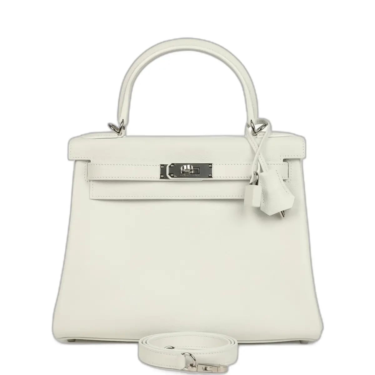 hermes Hermes Kelly Retourne 28 New White Evercolor Palladium Hardware