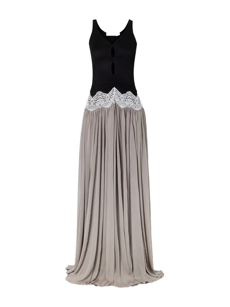 Christopher Esber Verner Cut-out Pleated Lace-trimmed Jersey Maxi Dress