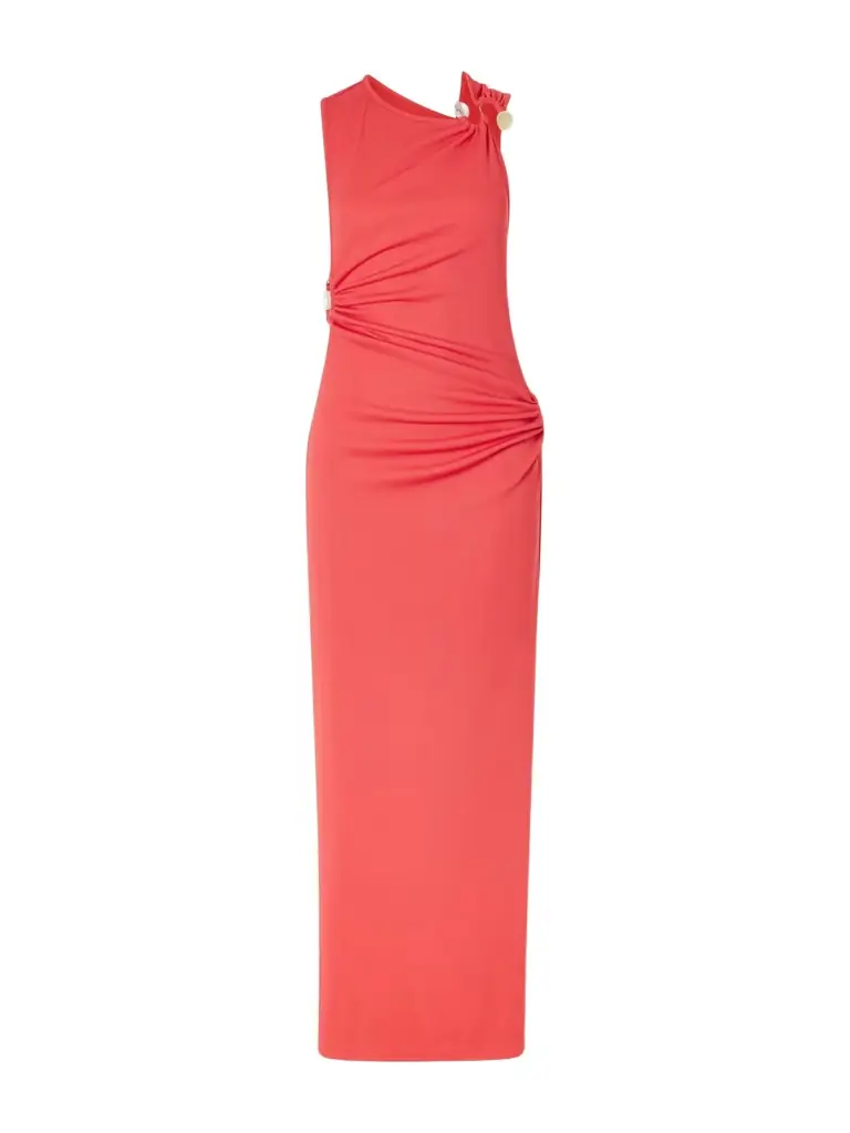 Christopher Esber Callisto Trinity Embellished Ruched Ribbed-jersey Maxi Dress